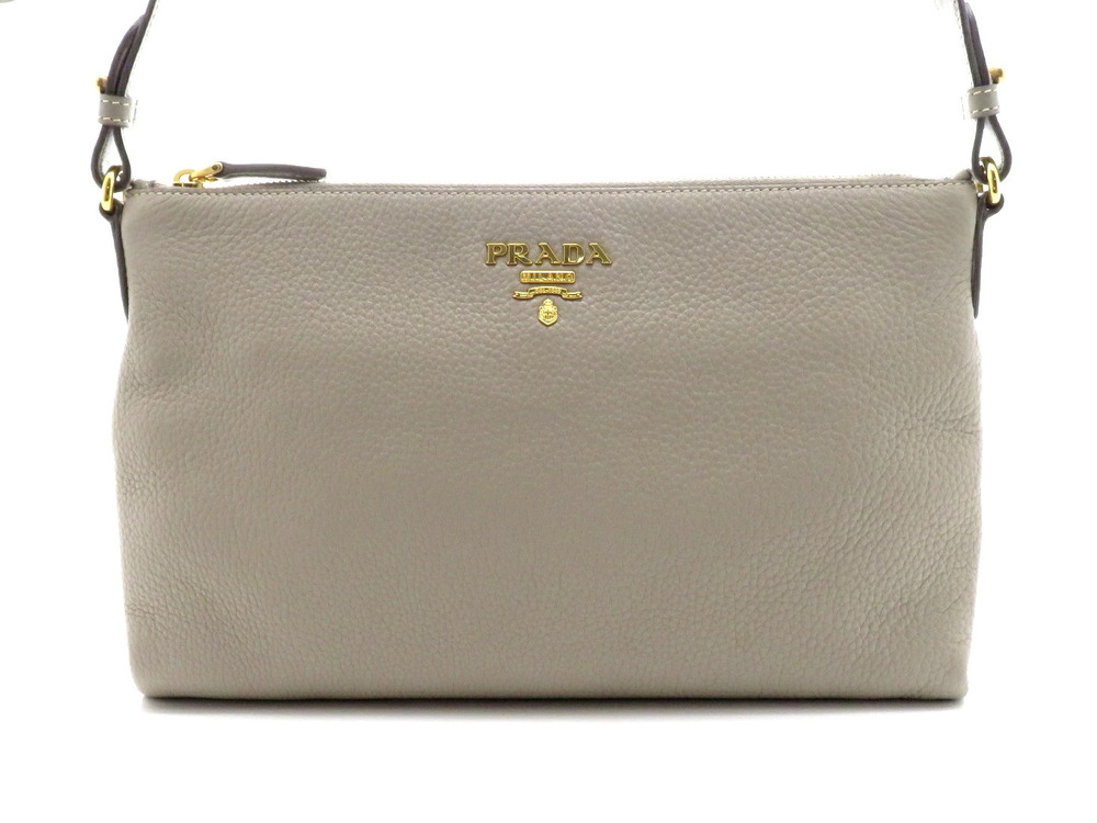 Prada shoulder bag Greige Gray calfskin